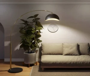 Arc Lamps for Living Rooms Define Seating Zones